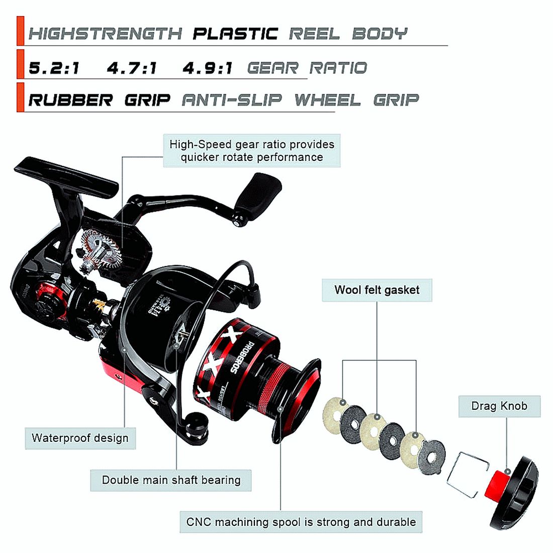 FISHINGHUB-Spinning Fishing Reel for Saltwater Carp with CNC Machined Metal Spool - Image 4